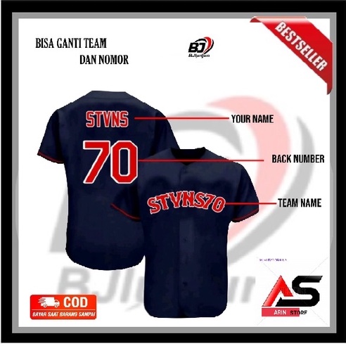 Jual BAJU JERSEY BASEBALL KATAK BHIZER STVNS70 NAVY ORIGINAL BISA