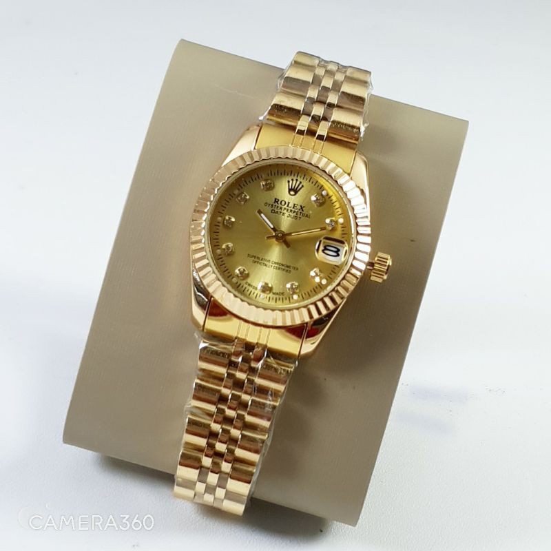 Jual Jam Tangan Wanita Rolex Original Tali Rantai Motif Gerigi