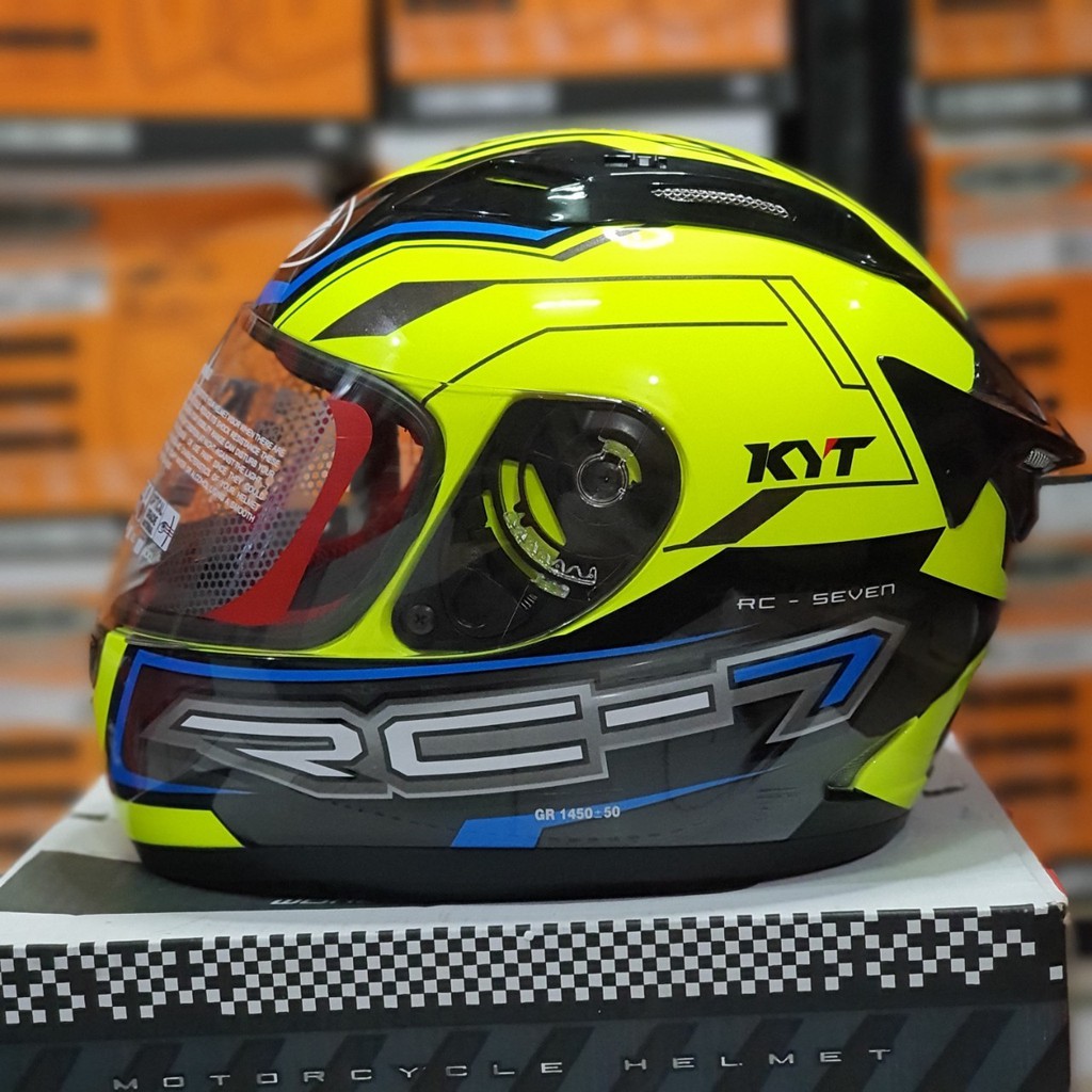 Jual HELM KYT RC SEVEN RC7 14 YELLOW FLUO BLACK BLUE Shopee Indonesia