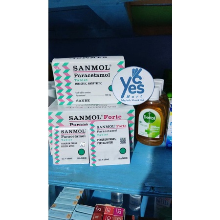 Jual COD Sanmol Forte 1 Strip 4 Tablet Paracetamol Penurun Panas Demam