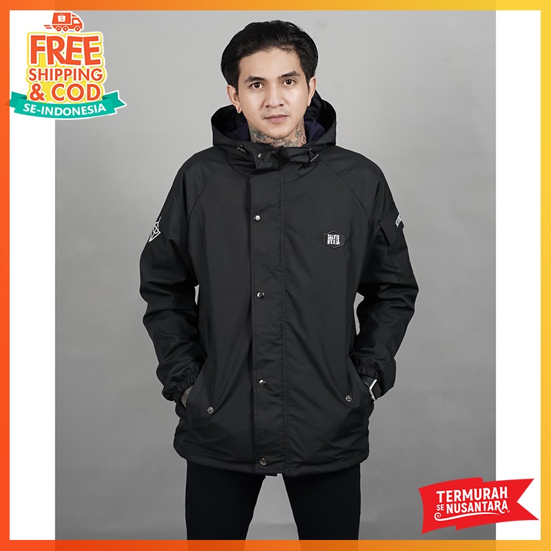 Jual Bisa Cod Jaket Cowok Parasut Taslan Anti Air Saku Lengan Model