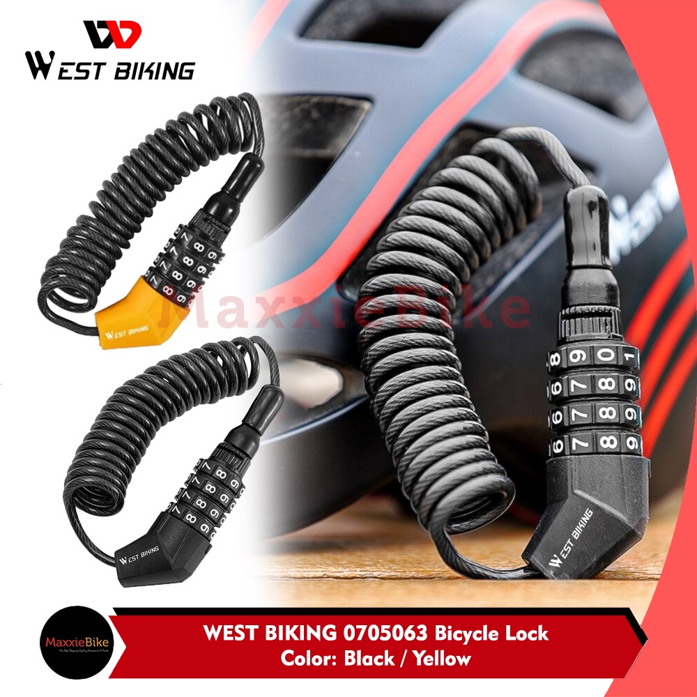 Jual West Biking Kunci Gembok Sepeda Kombinasi Angka Spiral Lock Bike