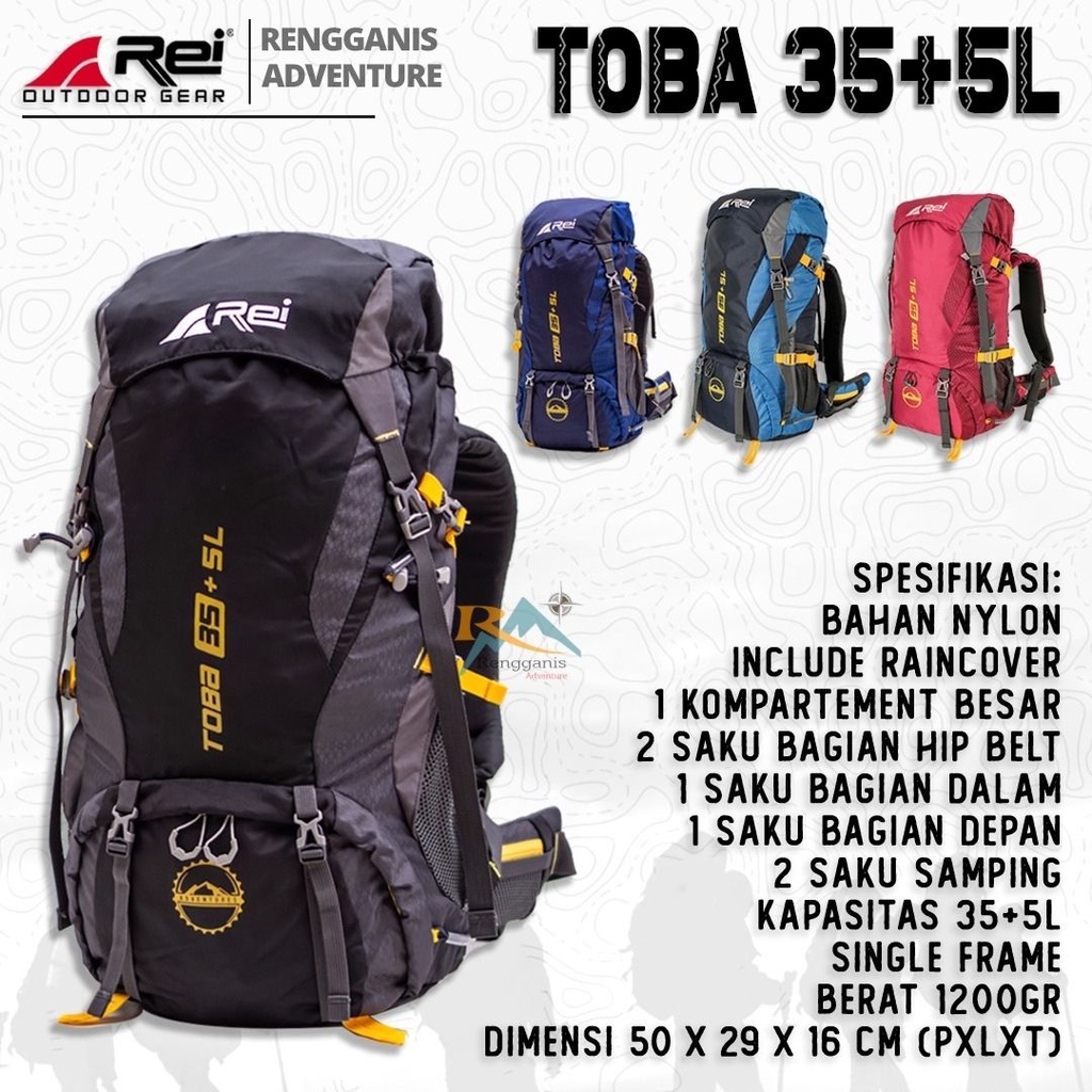 Jual Tas Carrier AREI TOBA 35 UP TO 40 LITER Ransel Hiking REI OUTDOOR