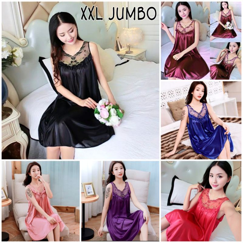 Jual Baju Tidur Daster Lingerie Sexi Xxl Renda Bunga Satin Import