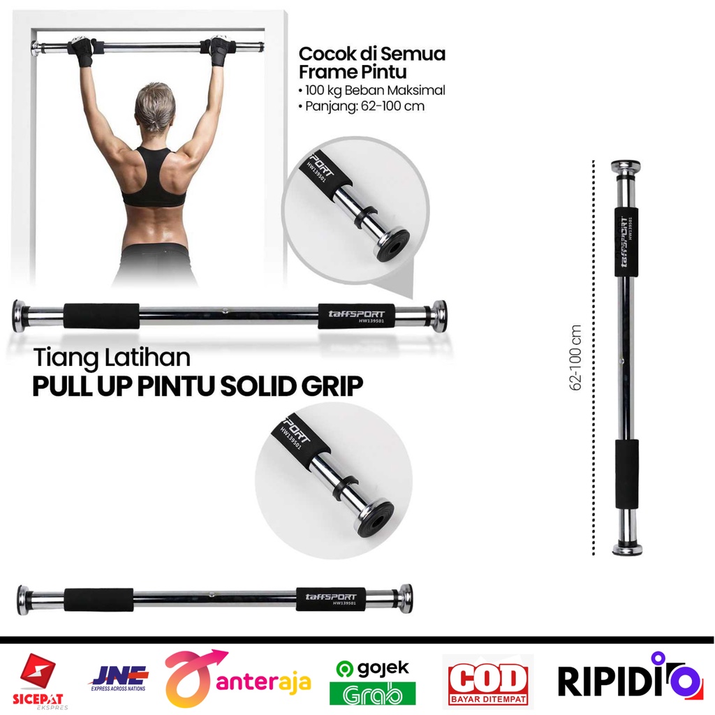 Jual Pull Up Bar Tiang Pintu Latihan Punggung Stainless Steel TaffSport