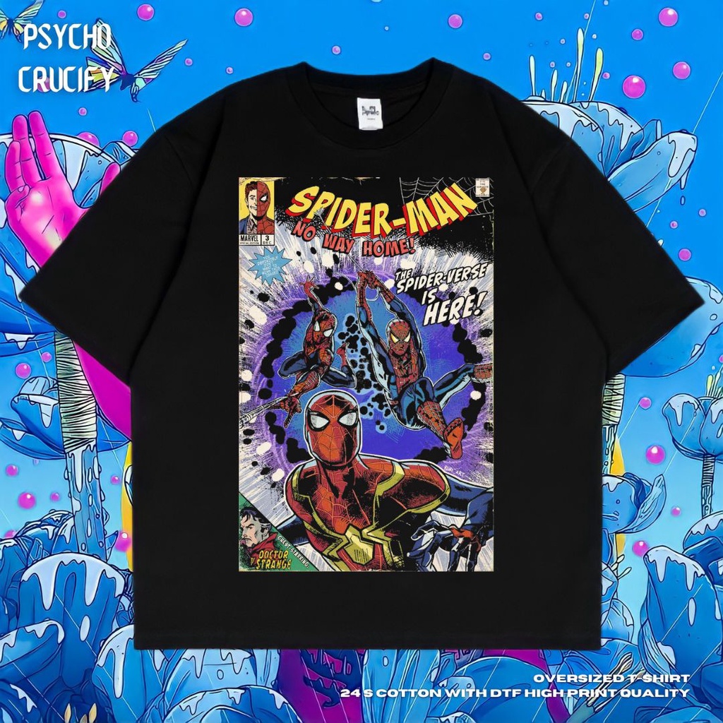 Jual Psycho Crucify Spiderman No Way Home Oversized T Shirt Black