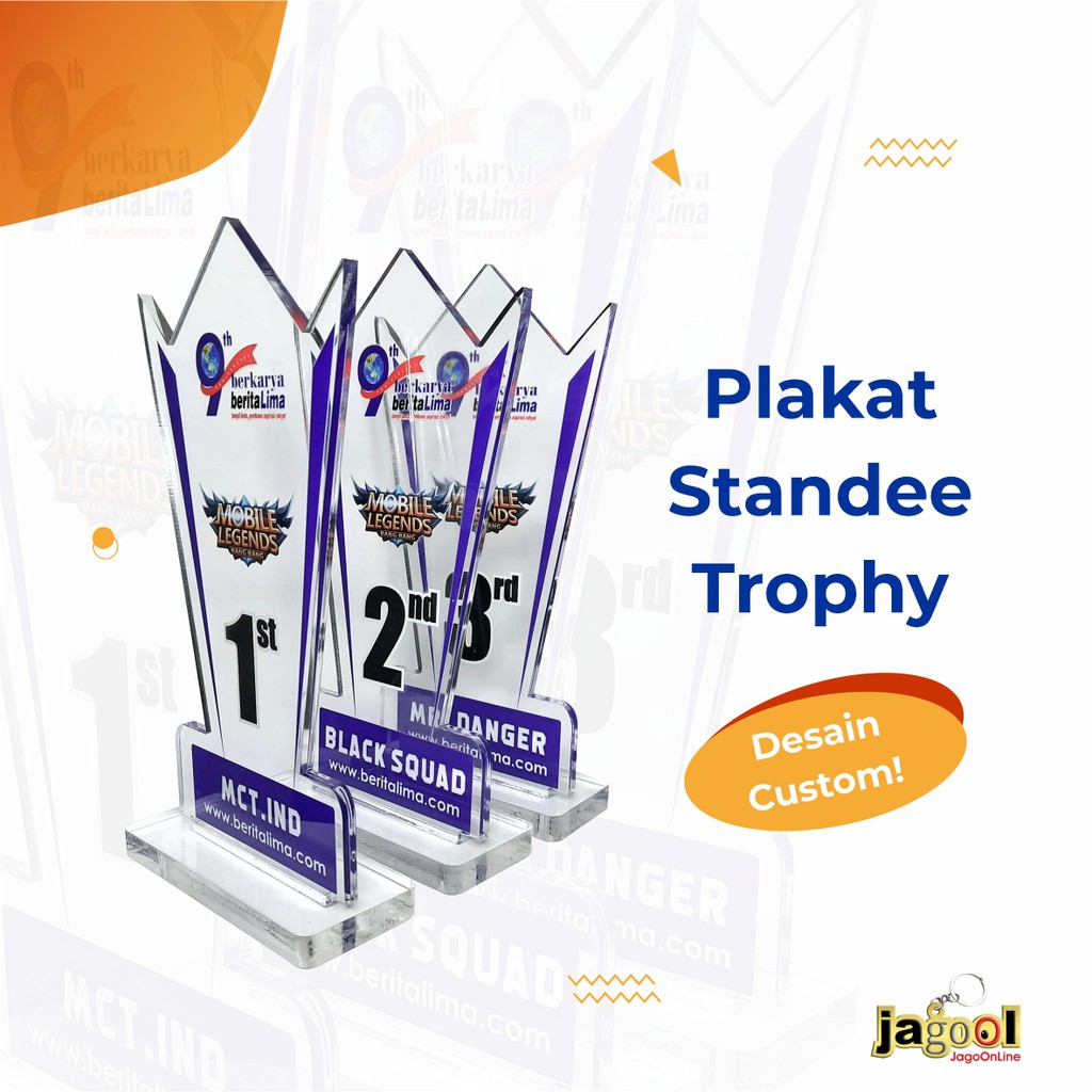 Jual Plakat Trophy Piala Standee AKRILIK 10mm CUSTOM 20x10 6cm Print 2