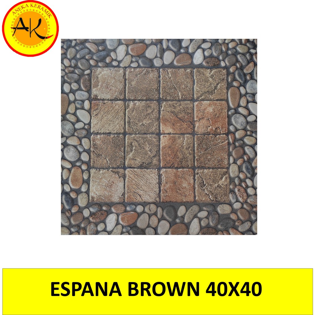 Jual Keramik Lantai Kasar Motif Batu Alam Timbul X Espana Brown