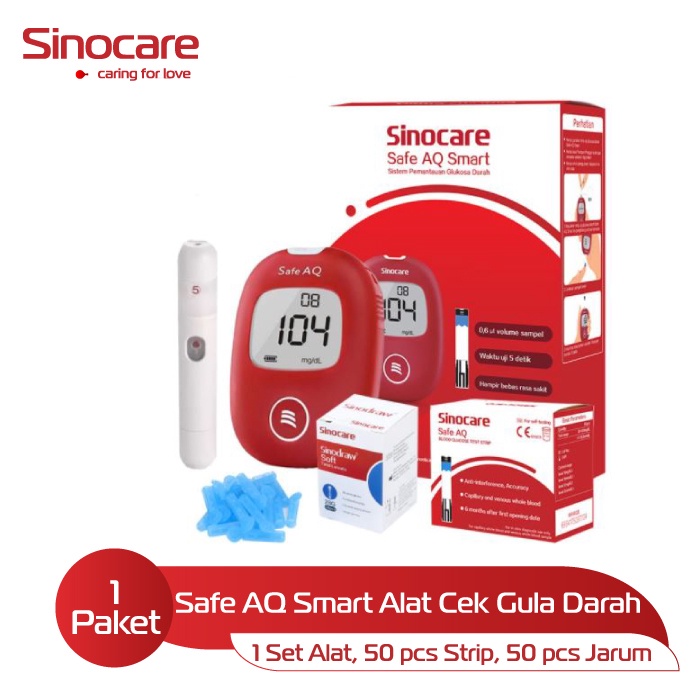 Jual Safe AQ Smart Sinocare Blood Glucose Tes Alat Cek Gula Darah