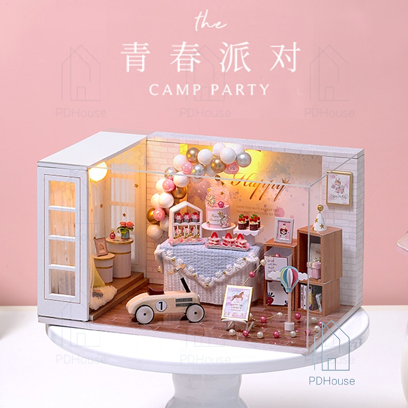 Jual PDH CUTE ROOM DIY HOUSE MINIATURE CAMP PARTY MINIATUR RUMAH