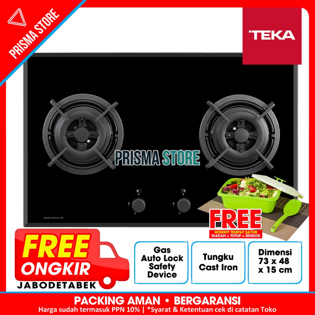 Jual Teka Hob Kompor Gas Tanam 2 Tungku GK LUX 73 2G AI AL 2TR FREE