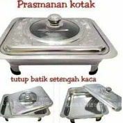 Jual TEMPAT MAKAN PRASMANAN KOTAK Tutup Kaca Stainless Fast Food Dish