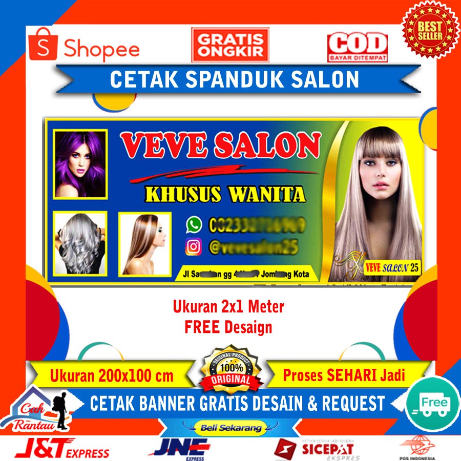 Jual Cetak Banner Spanduk Backdrop Free Design Baliho Salon Beauty SPA