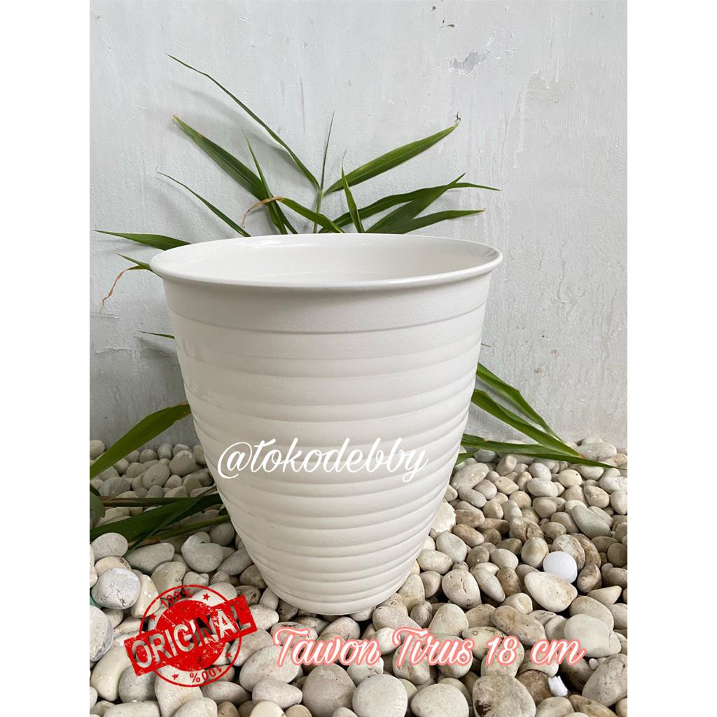 Jual Pot Bunga Plastik Putih Tawon Tirus Pirus 18 Cm Shopee Indonesia