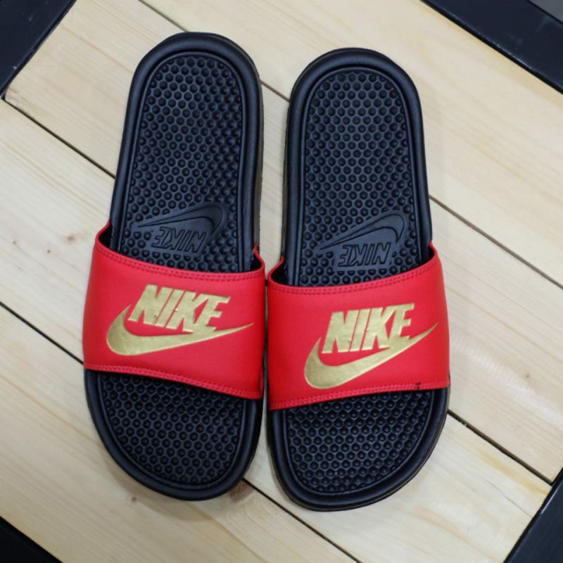 Jual Sandal Pria Sandal Cowok Original Nike Benassi Slide Black Red