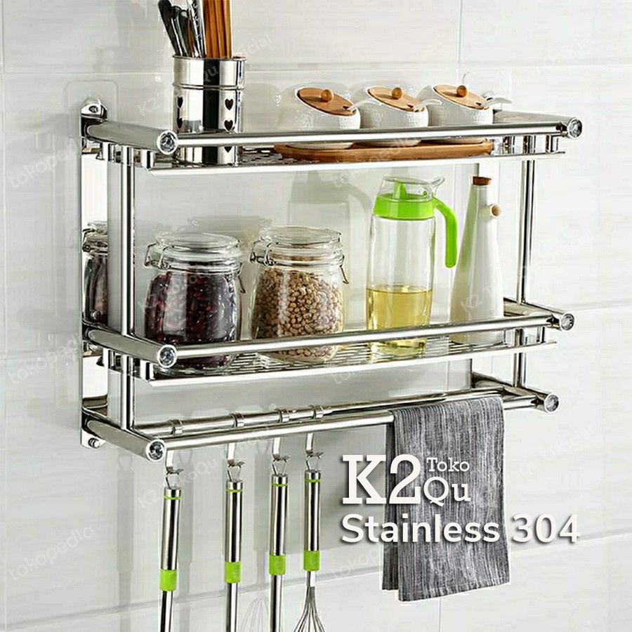 Jual Rak Bumbu Dapur Susun Gantung Gantungan Dinding Hook Tempat Handuk