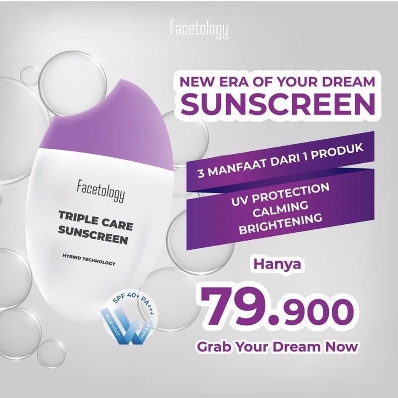 Jual Facetology Triple Care Sunscreen SPF 40 PA 40ML Shopee Indonesia