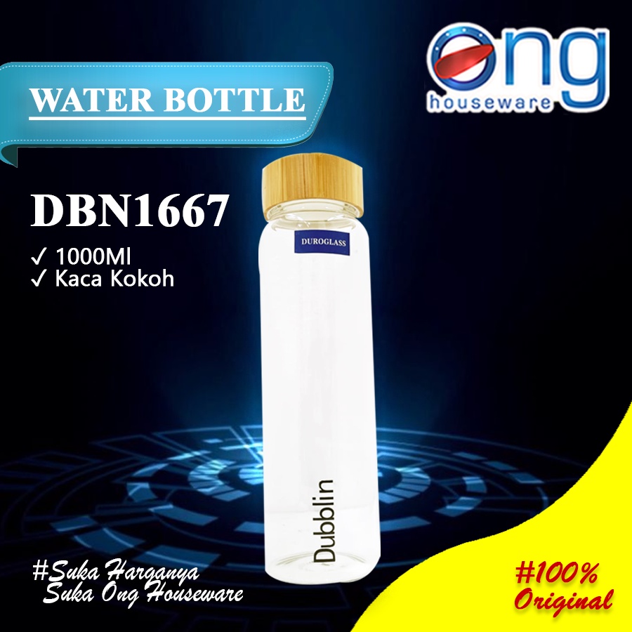 Jual Botol Kaca Bening Tebal Tempat Minum Water Bottle Tutup Bamboo