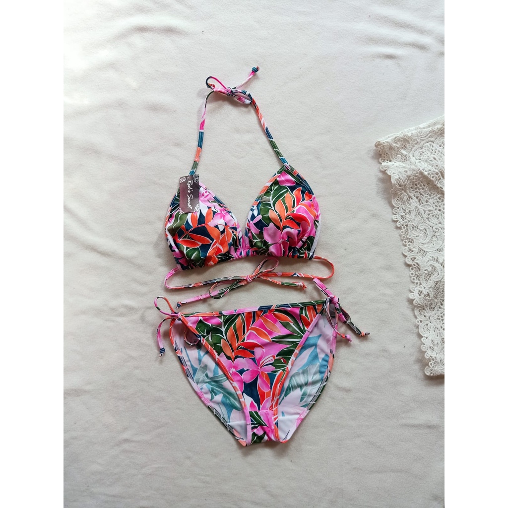 Jual Bk Rxo Bunga Orange Pink Bikini Pantai Segitiga With Foam