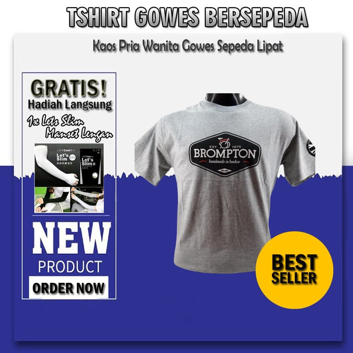 Jual Kaos Sepeda Lipat Brompton Olahraga Bersepeda Bahan Catton Abu