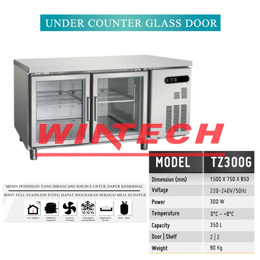 Jual Crown Tz G Tz G Ss Undercounter Chiller W Glass Door Pintu