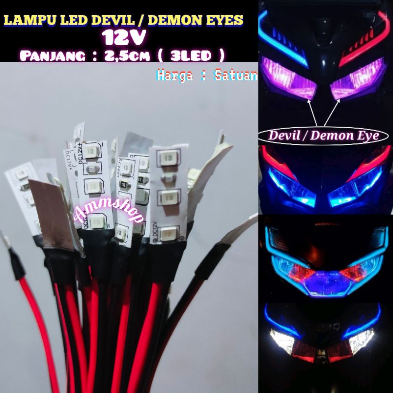 Jual Lampu Led Devil Demon Eye 12V 3 Titik Led Universal 1biji Shopee