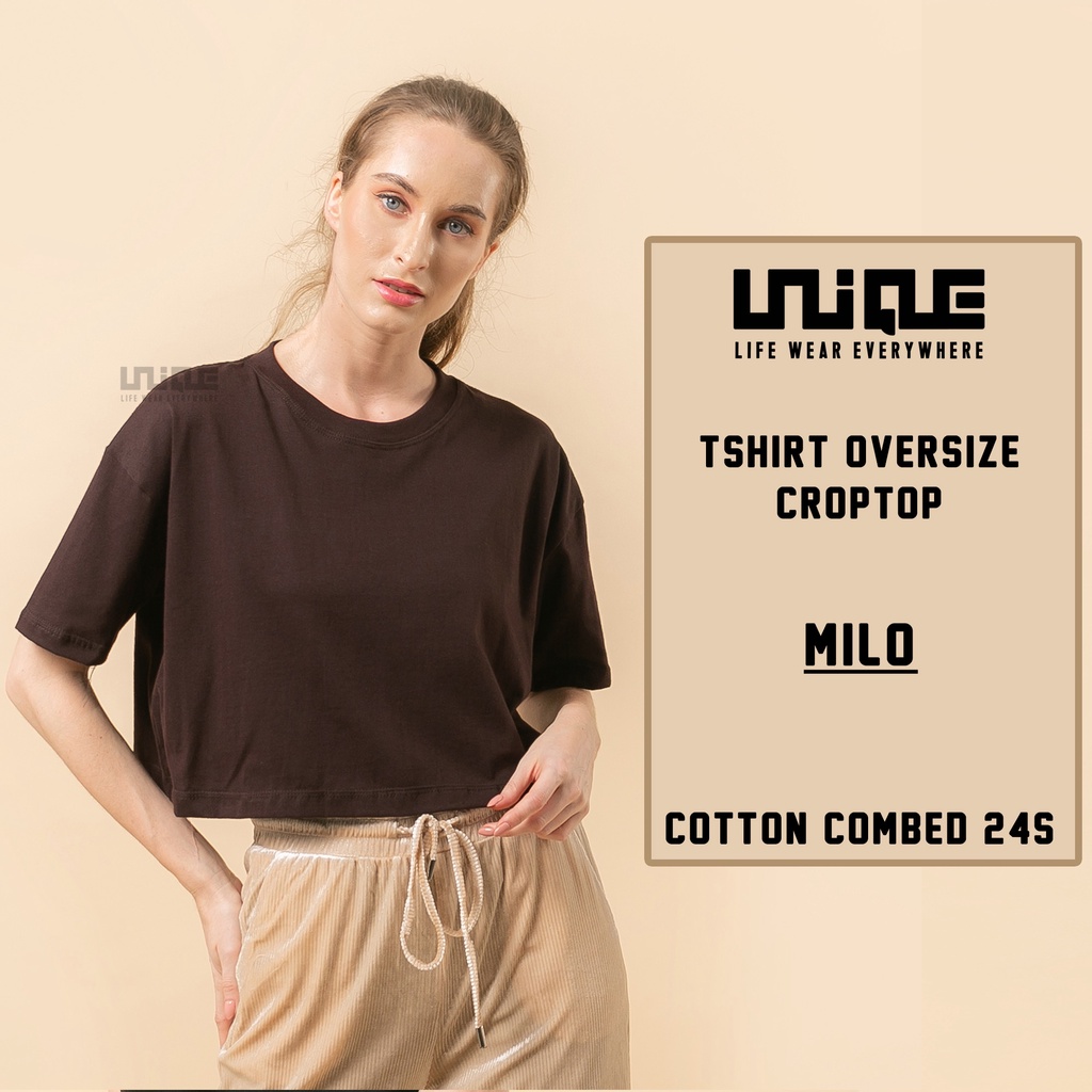 Jual KAOS POLOS CROPTOP OVERSIZE MILO COTTON COMBED 24s WANITA