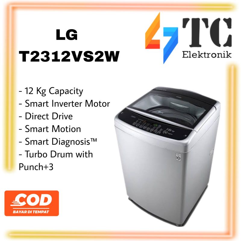 Jual Mesin Cuci LG T2312VS2W 1 Tabung Smart Inverter 12Kg Shopee