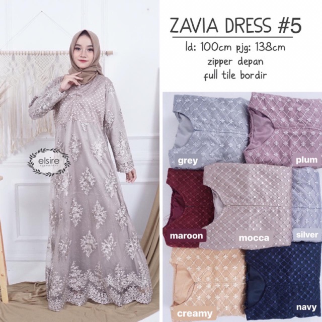 Jual Zavia Dress Gamis Busui Tile Brukat Kondangan Gaun Brokat Murah