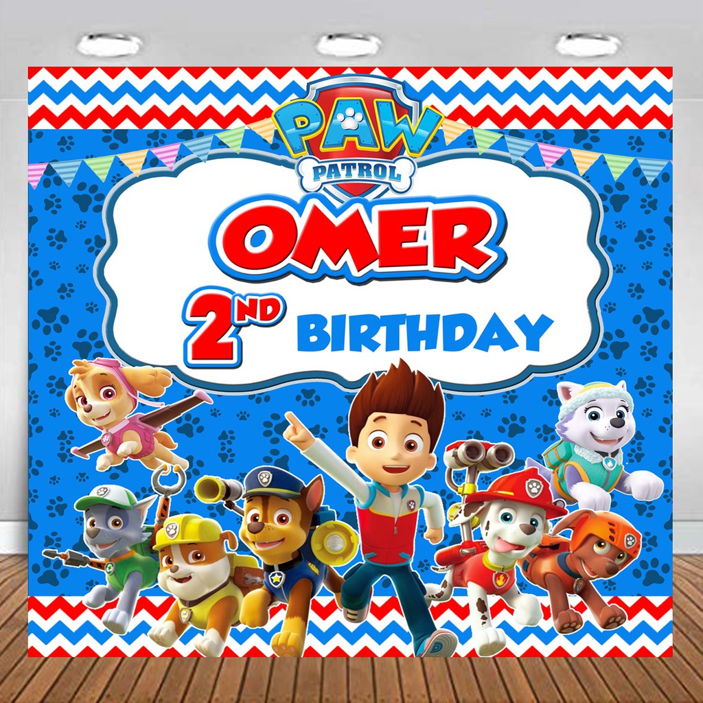 Jual Paw Patrol Backdrop Flexi Banner Birthday Hiasan Dinding Ulang