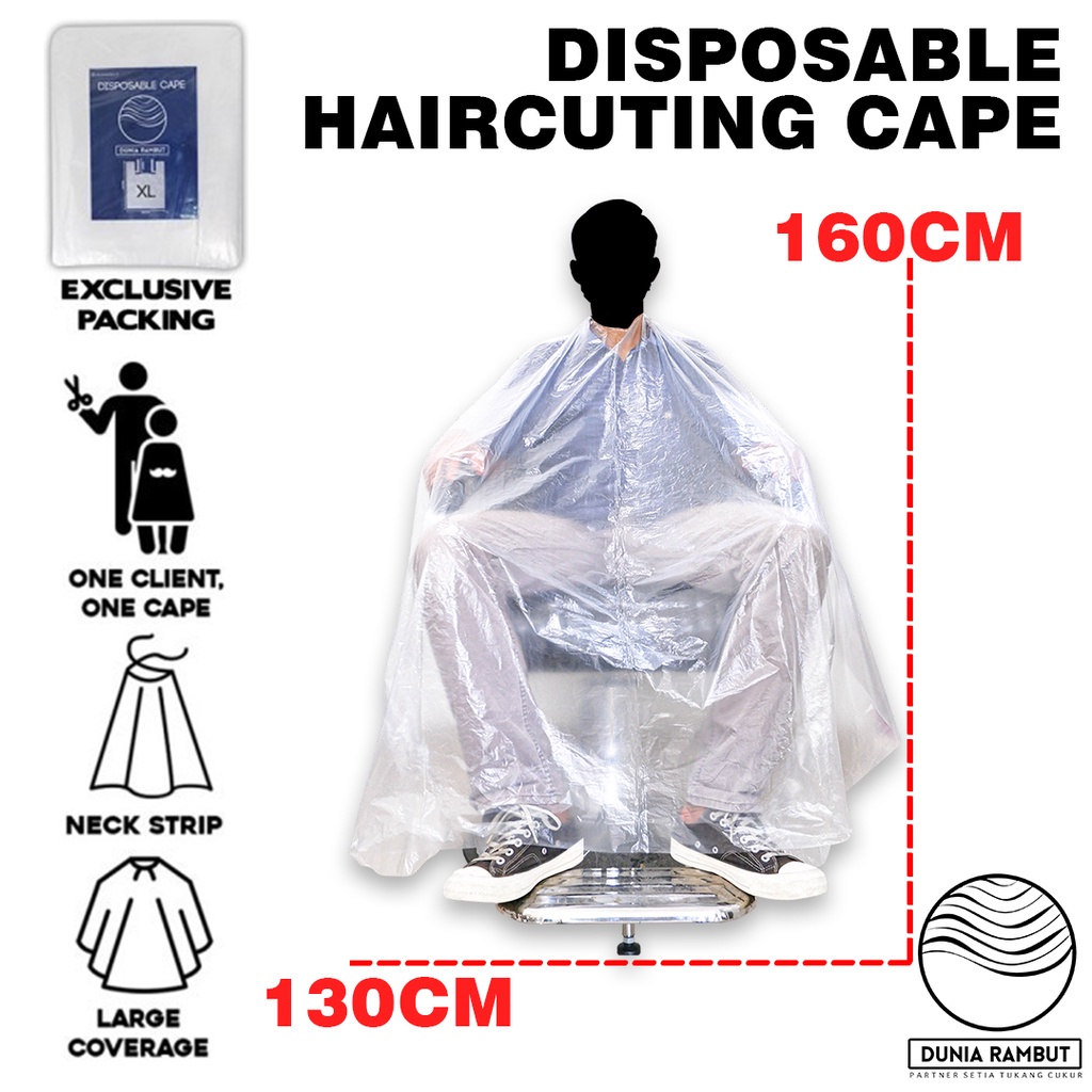 Jual CAPE PLASTIK DISPOSABLE EXSTRA LARGE KAIN CUKUR RAMBUT SEKALI