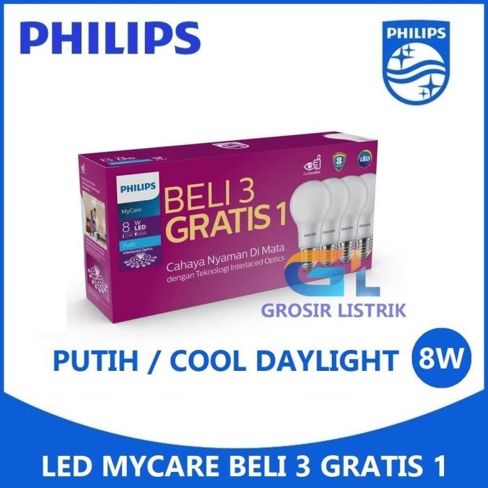 Jual Lampu Philips Led Bulb Mycare Multipack W Putih Paket Watt W