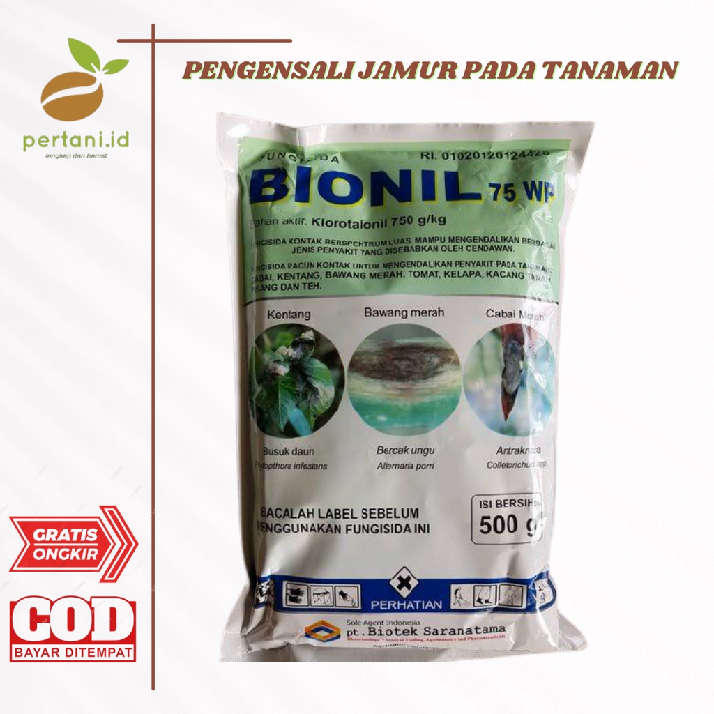 Jual Fungisida BIONIL 75 WP Ukuran 500gr PENGENDALI JAMUR PADA