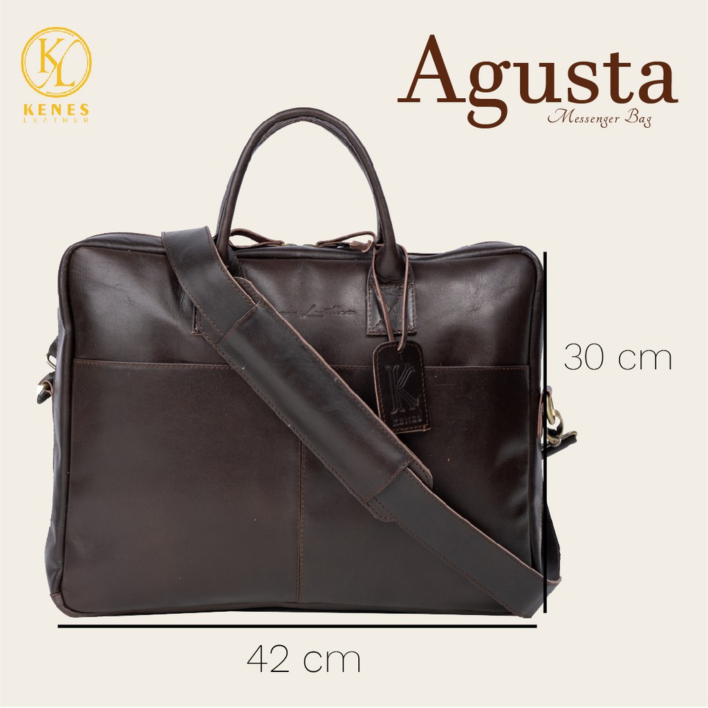 Jual Kenes Leather Messenger Bag Pria Tas Kerja Kulit Asli Agusta