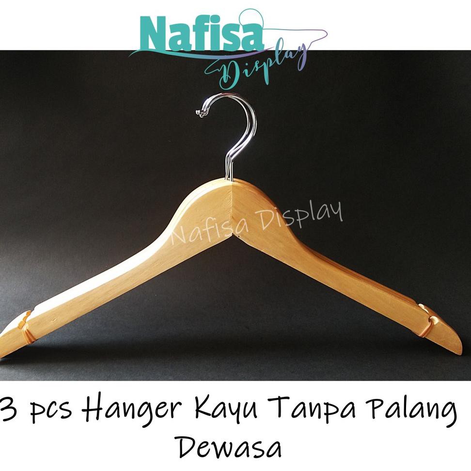 Jual Gantungan Baju Kayu Dewasa Tanpa Palang Hanger Display Pakaian