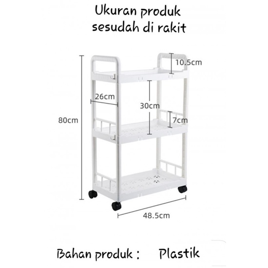 Jual Rak Troli Rak 3 Susun Rak Dapur Rak Kamar Mandi Dengan Roda A936