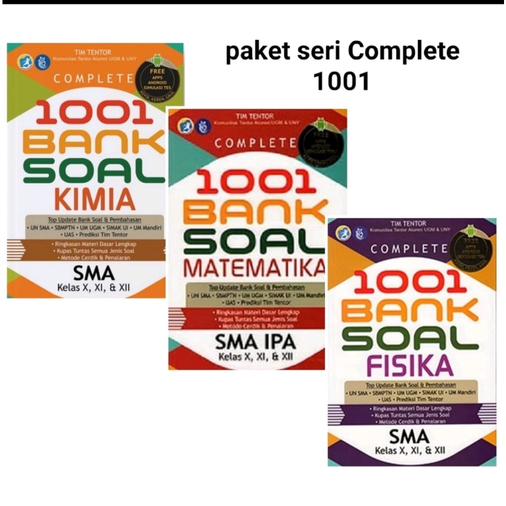 Jual Complete 1001 Bank Soal Matematika SMA IPA Kelas X XI XII