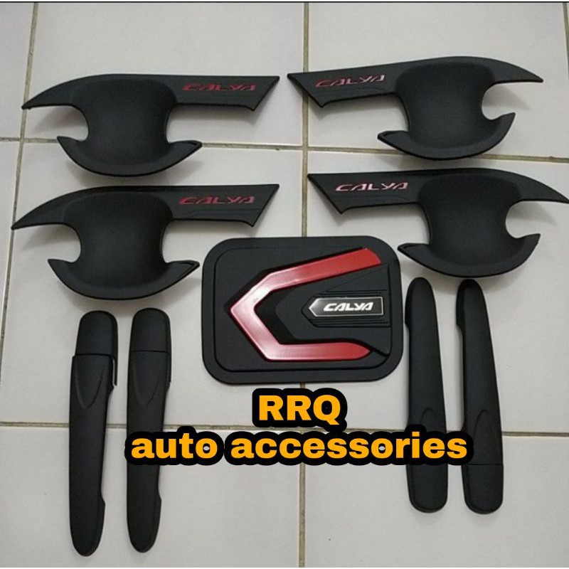 Jual PAKET VARIASI CALYA HITAM DOFF DOP REDLINE EMBOSE HANDLE OUTER