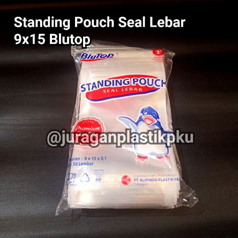 Jual 9x15 Cm Blutop Plastik Standing Pouch Seal Lebar STP Bening