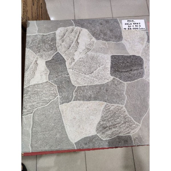 Jual Keramik Lantai Motif Batu Asia Oslo Grey 40x40 Kw1 Shopee Indonesia