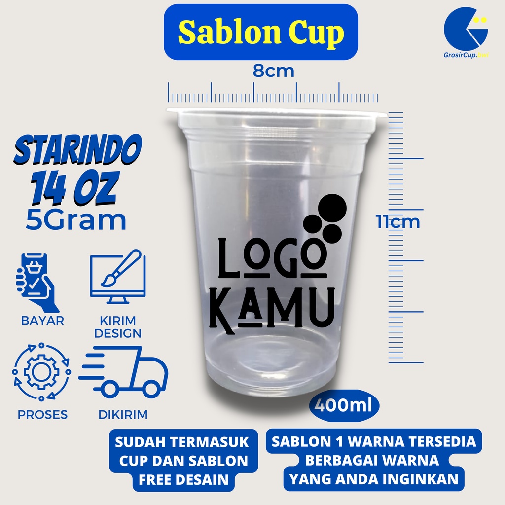 Jual SABLON CUP SABLON CUP PRINTING CUP SABLON CUP CUSTOM 14 OZ 5 GRAM