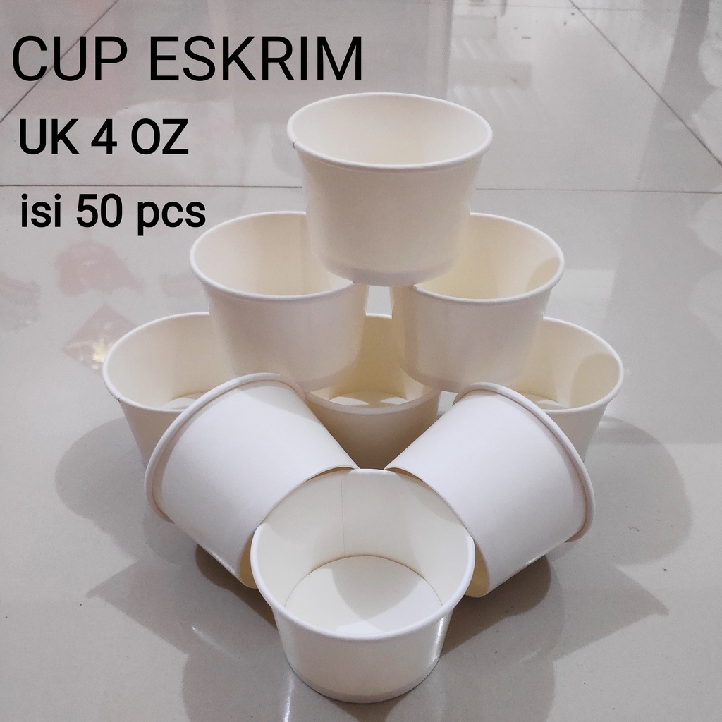 Jual Gelas Eskrim 4 OZ Isi 50 Pcs PaperCup Eskrim Paper Cup Gelas