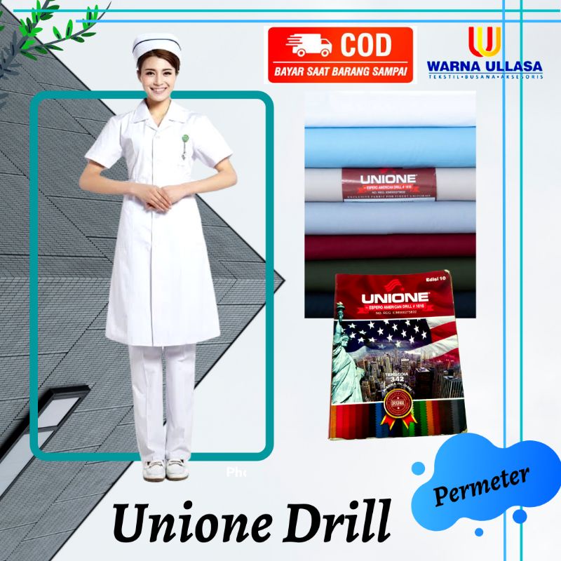 Jual Bahan Kain Drill Unione Bahan Seragam PDL Bawahan Sekolah