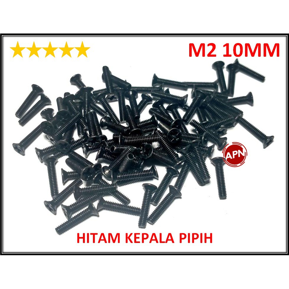 Jual Baut Screw M Mm Hitam Kepala Pipih Shopee Indonesia