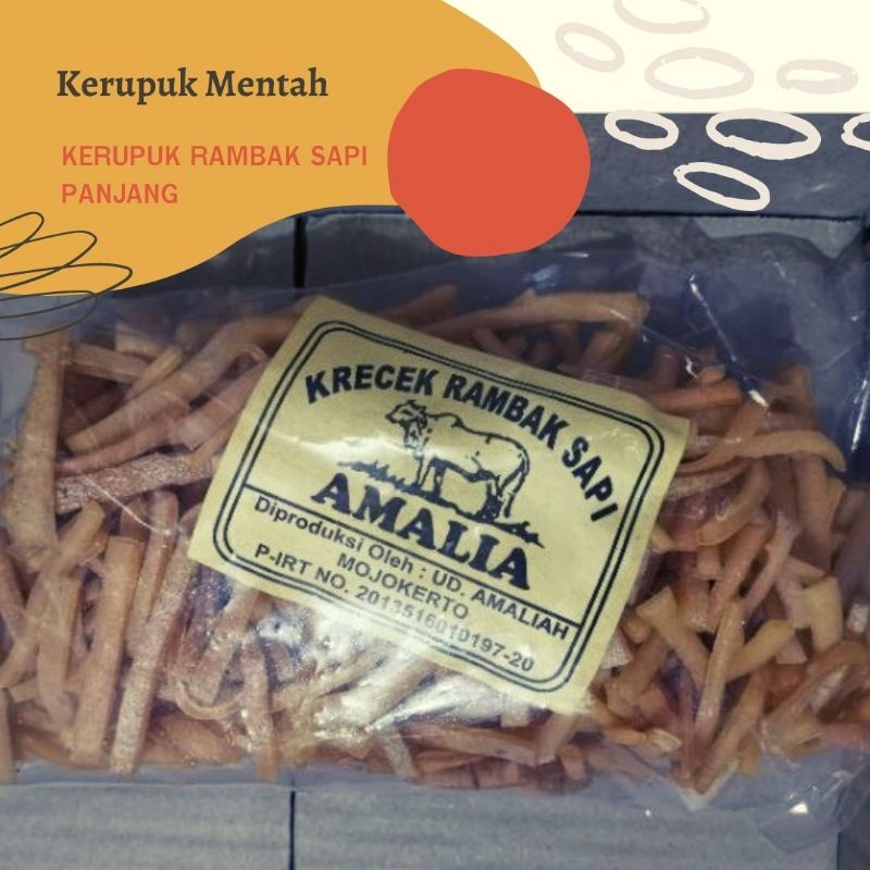 Jual 250 Gr KERUPUK KULIT SAPI PANJANG KRUPUK MENTAH KULIT