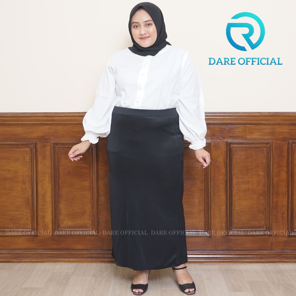 Jual Rok Span Scuba Deya Motif Polos Panjang Big Size Hitam Jumbo LP