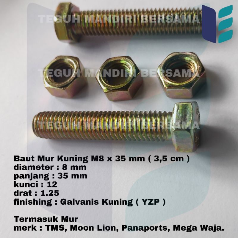 Jual Baut Mur Kuning M X Mm Cm Kunci Harga Per Pcs