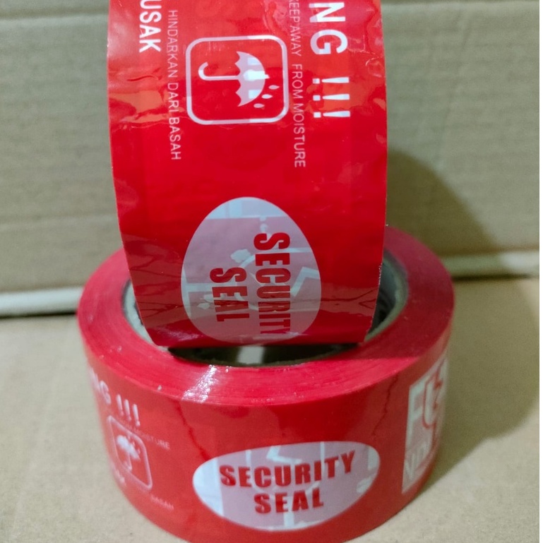 Jual Lakban Fragile Merah Putih Isolasi Jangan Dibanting Security Seal