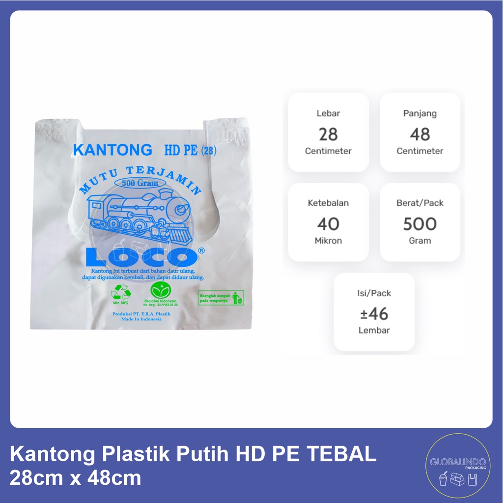 Jual Kantong Plastik Kresek Loco Putih Tebal 28 X 48 Cm Shopee Indonesia