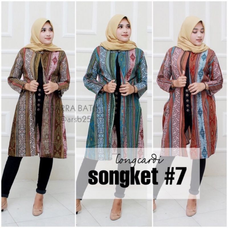 Jual Longcardi Songket 7 Batik Outer Longvest Batik Cardigan Seragam